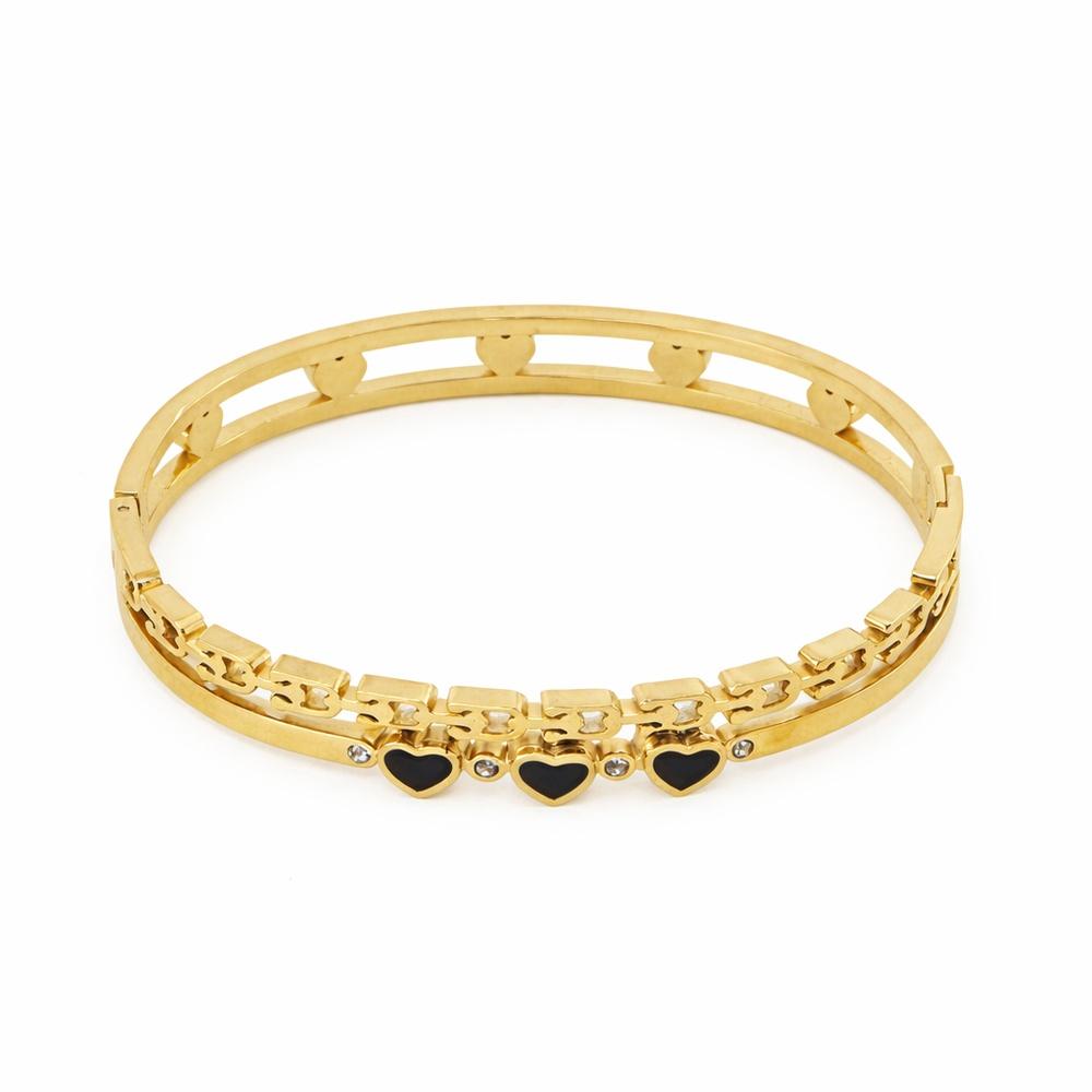 VEYENA Black Heart Crystal Bangle