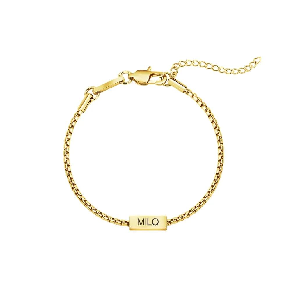 VEYENA Personalized Multi-Tag Chain Bracelet - Gold, 1 Name