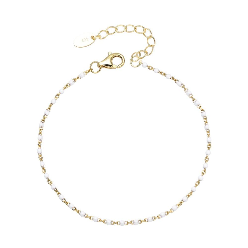 VEYENA Color Bead Chain Bracelet - Gold, White