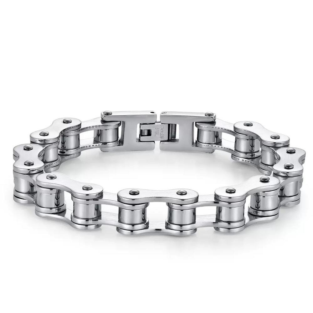 VEYENA Minimal Biker Chain Bracelet - Silver