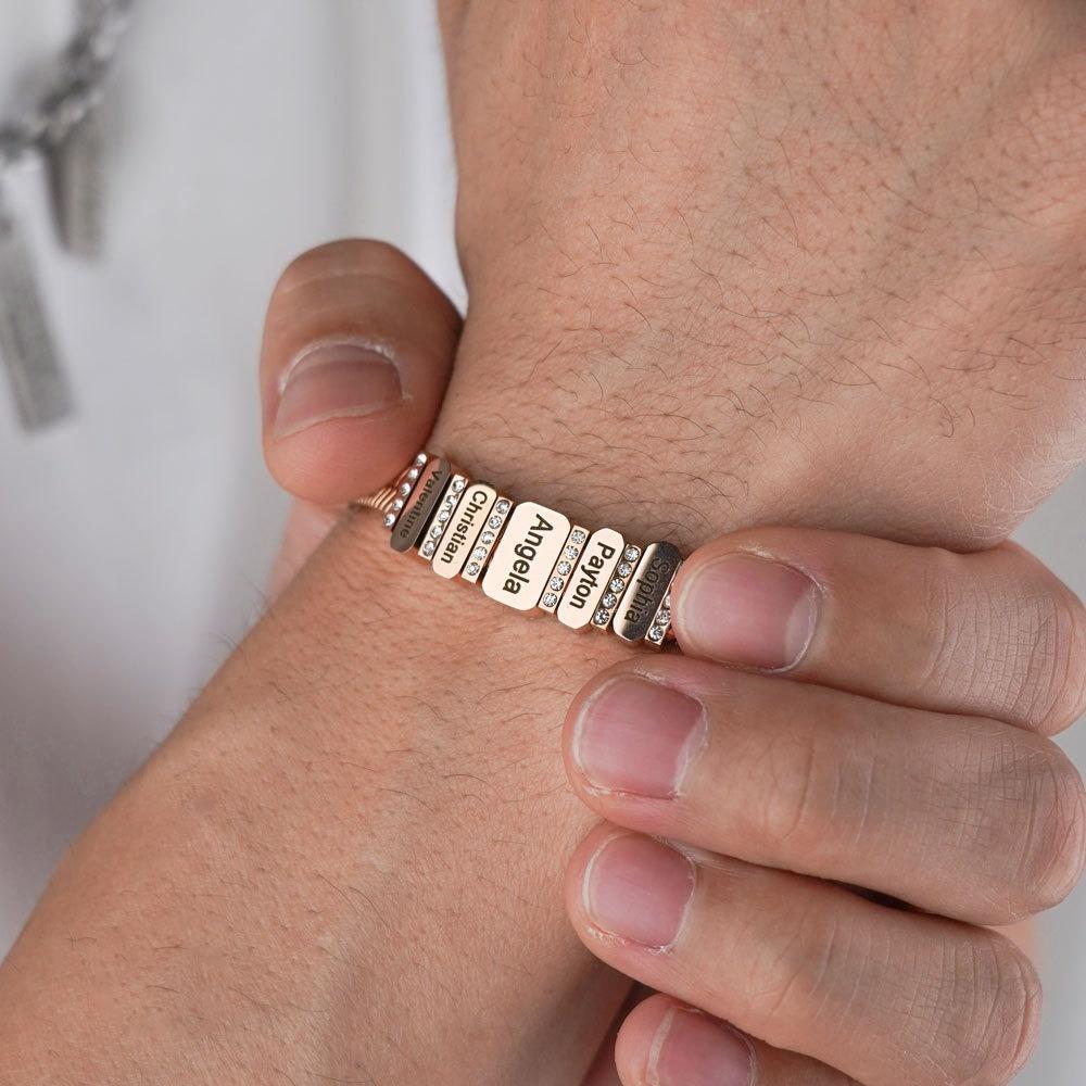 VEYENA Personalized Multi-Tag Herringbone Snake Chain Bracelet - Details