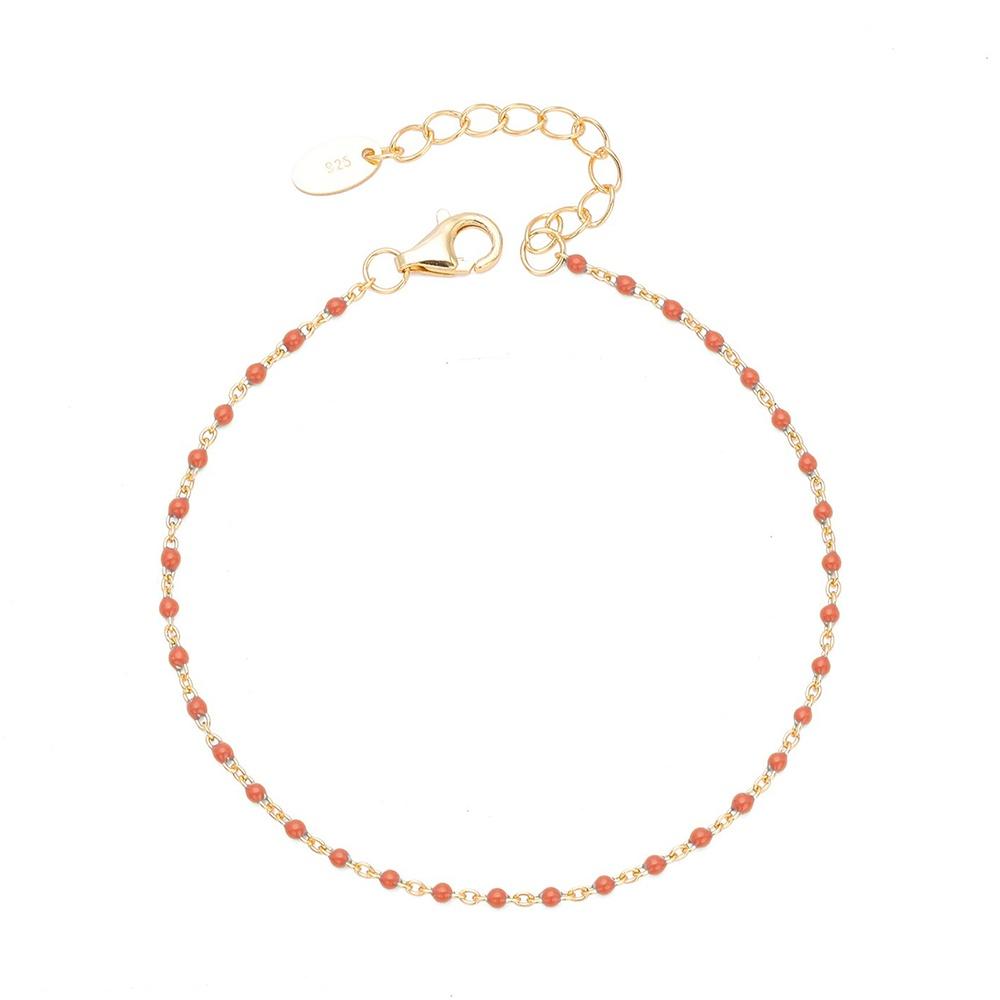 VEYENA Color Bead Chain Bracelet - Gold, Orange Red 