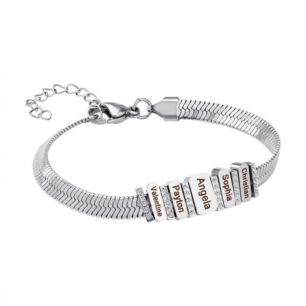 VEYENA Personalized Multi-Tag Herringbone Snake Chain Bracelet - Image 5