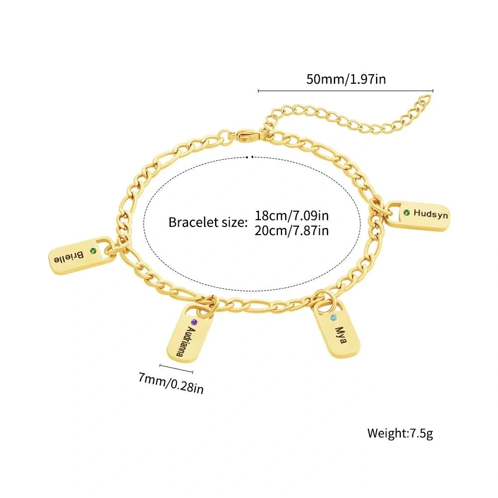 VEYENA Personalized Birthstone Tag Chain Bracelet - Image 6