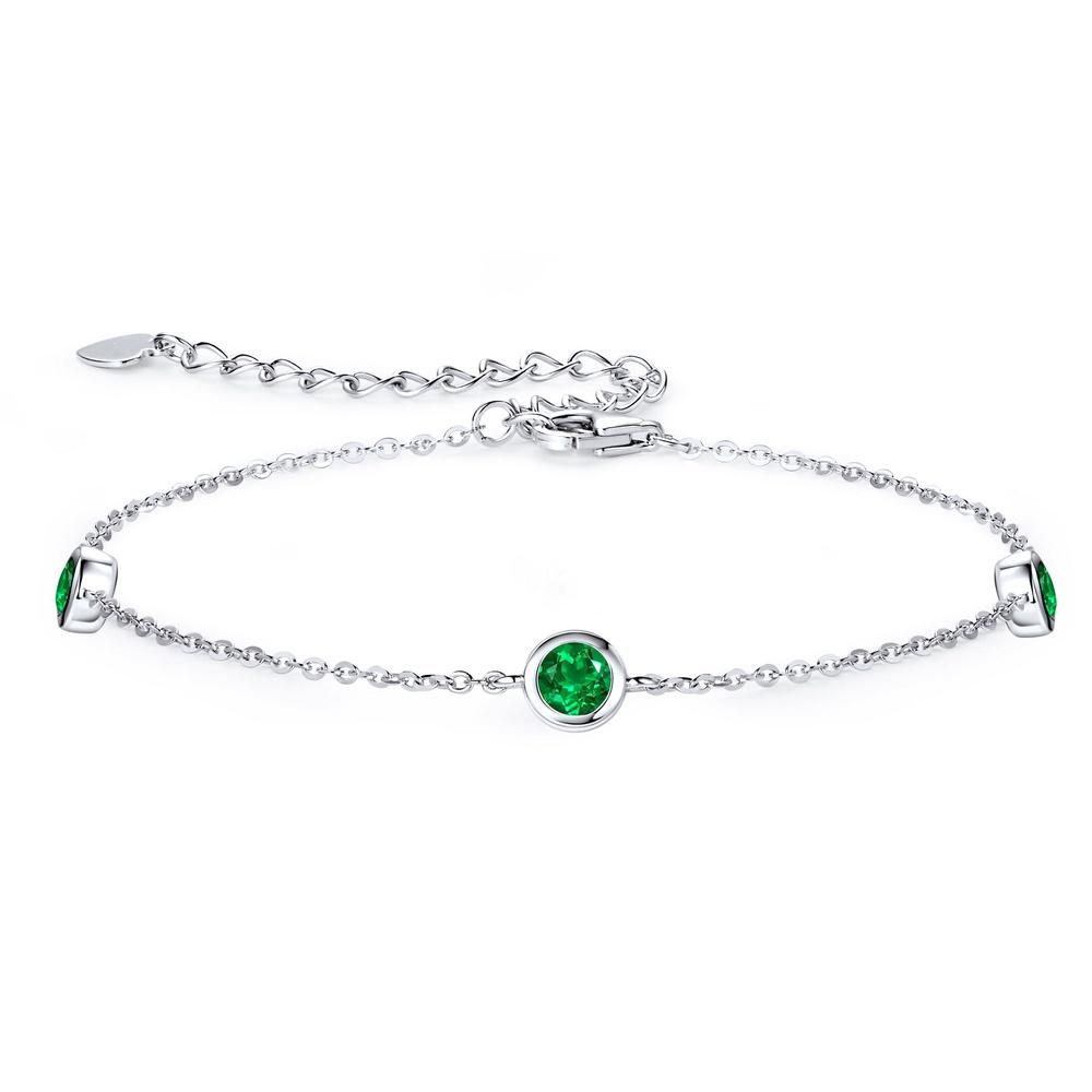 VEYENA Bezel Set Stone Chain Bracelet - Silver