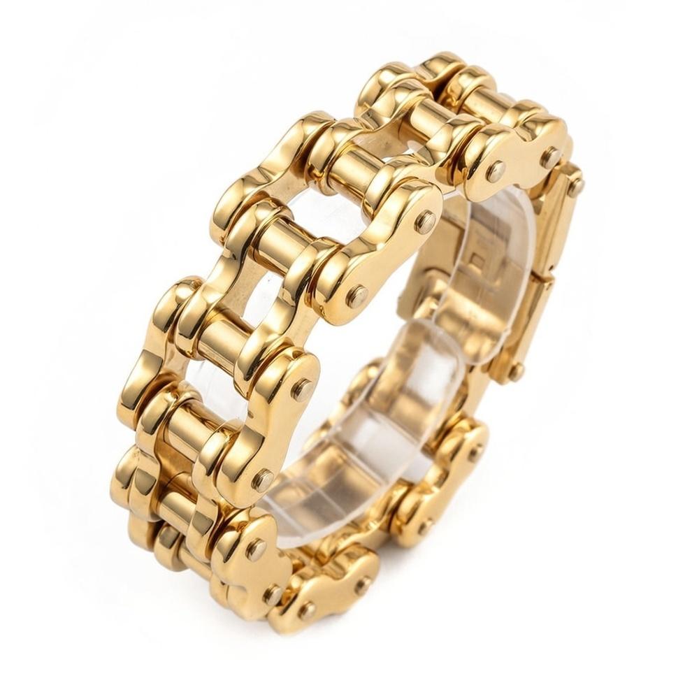 VEYENA Vintage Biker Chain Bracelet - Gold, 22CM
