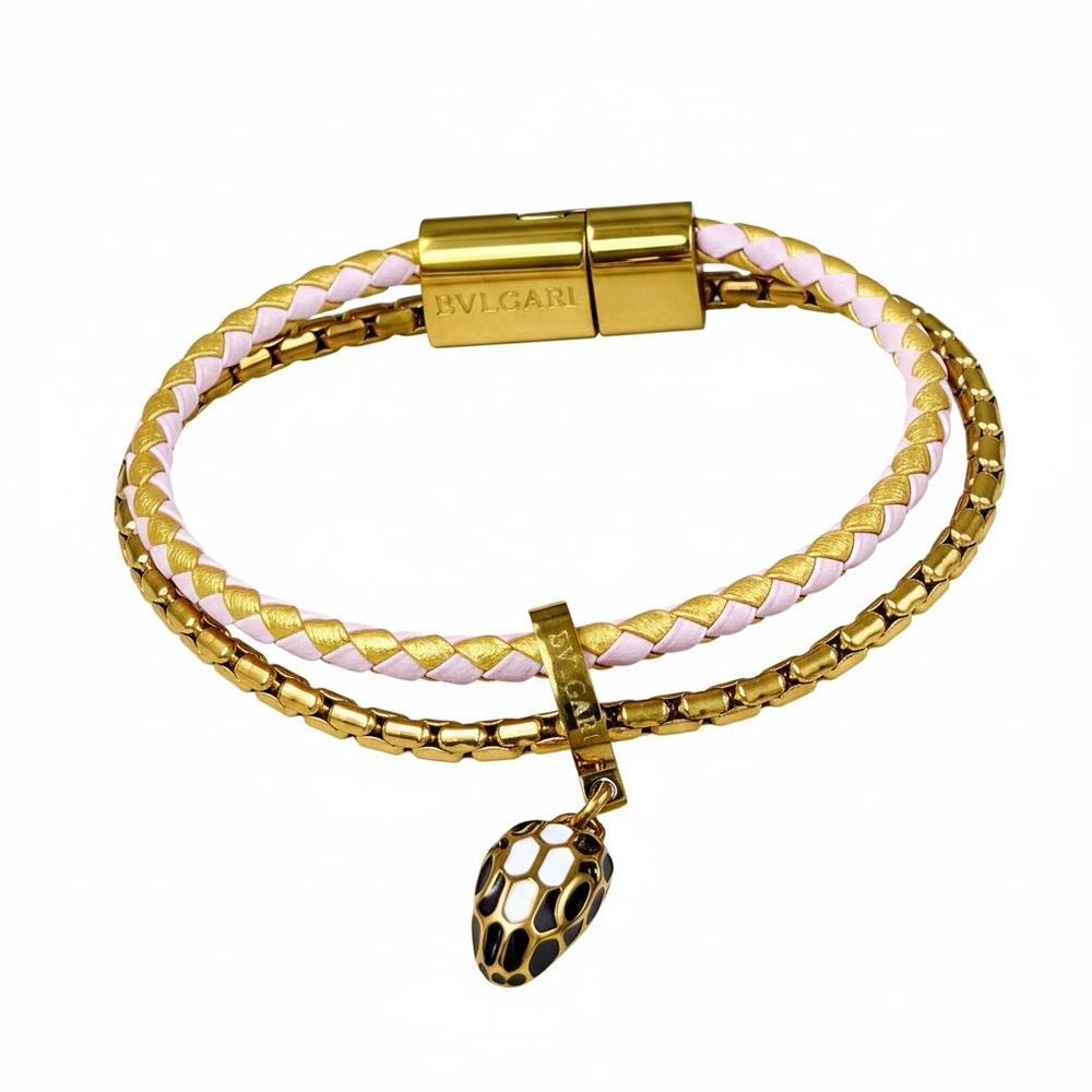 VEYENA Classic Serpent Double Wrap Leather Bracelet - Gold