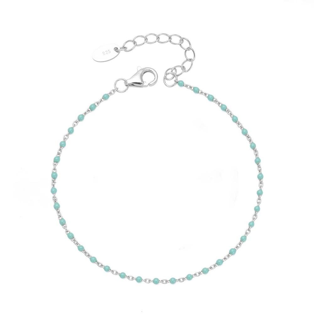 VEYENA Color Bead Chain Bracelet - Silver, Green