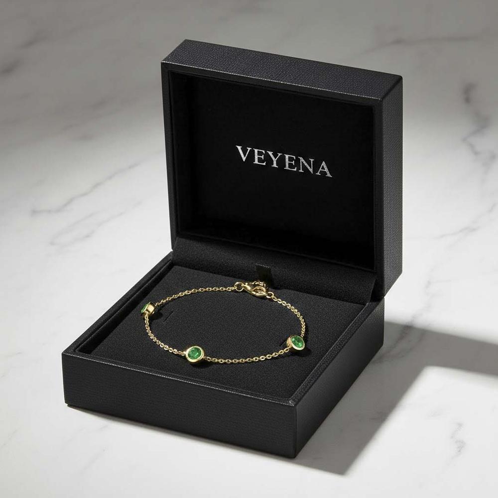 VEYENA Bezel Set Stone Chain Bracelet - Image 6