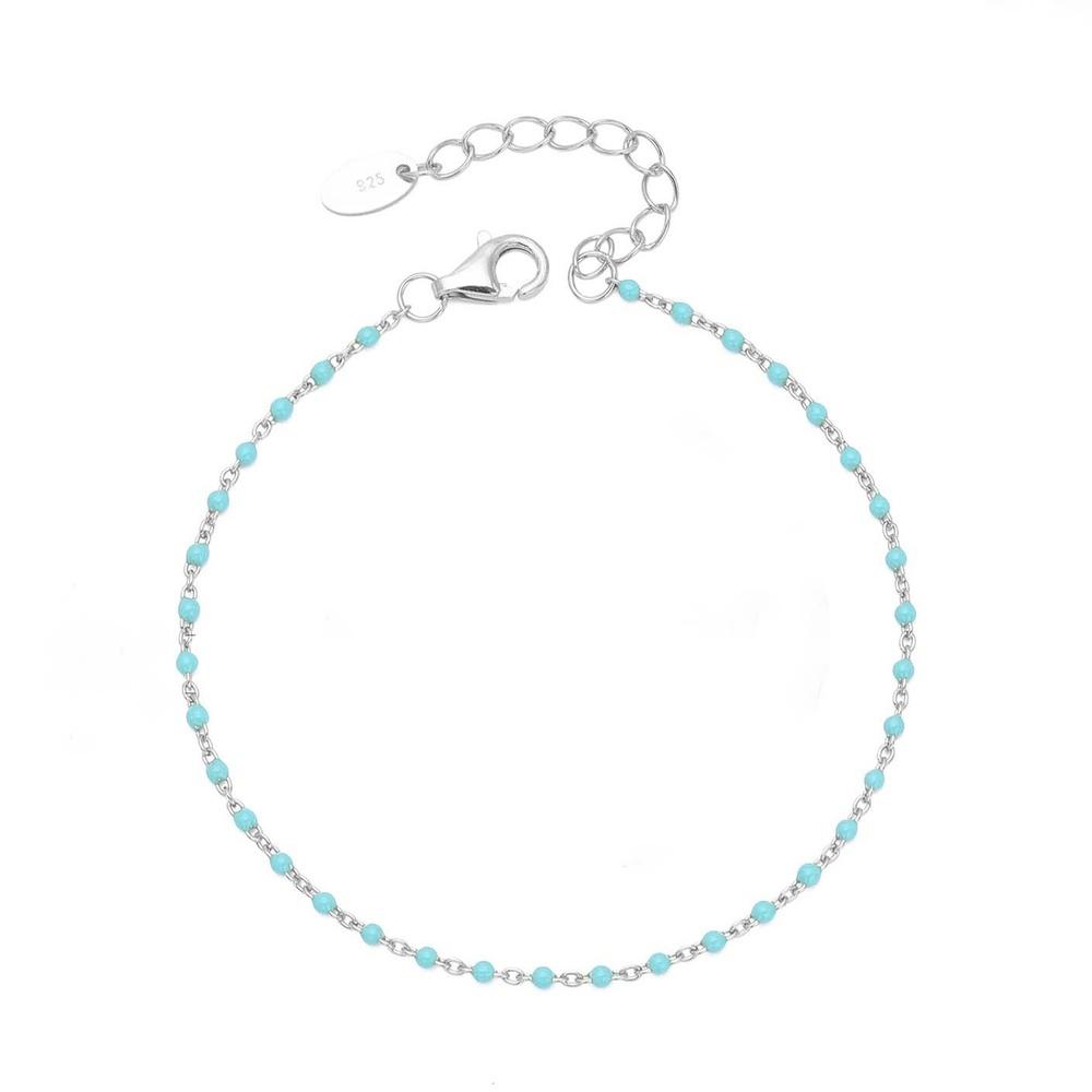 VEYENA Color Bead Chain Bracelet - Silver, Light Green