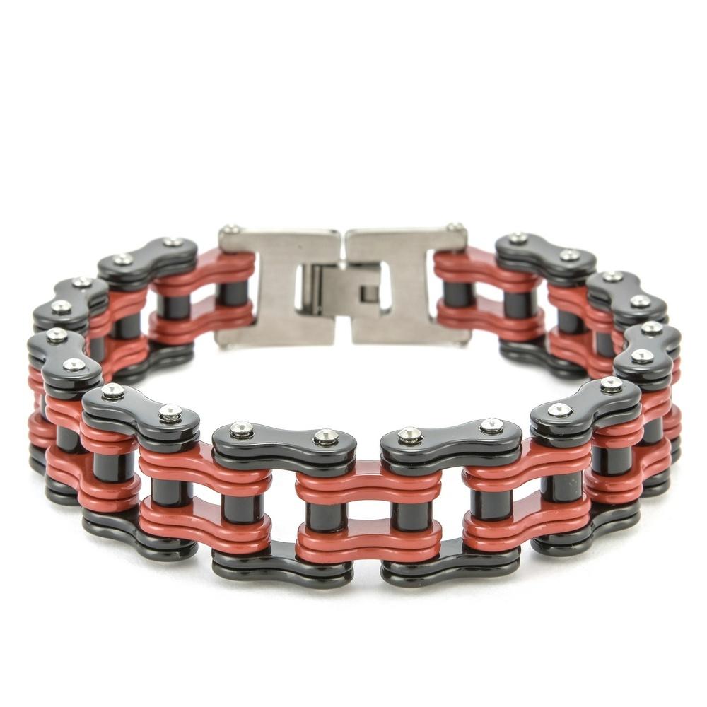 VEYENA Classic Biker Chain Bracelet - Red