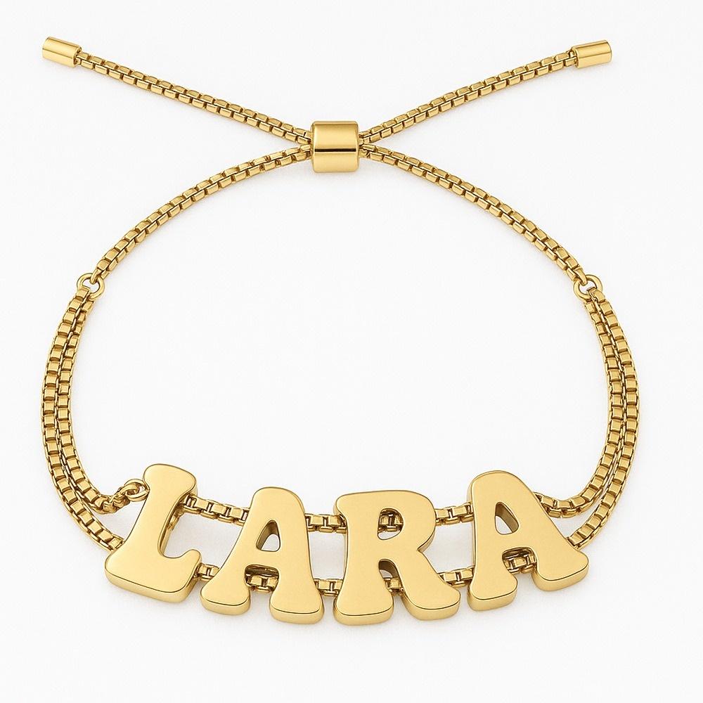 VEYENA Custom Letter Slider Bracelet in Gold or Silver - Details