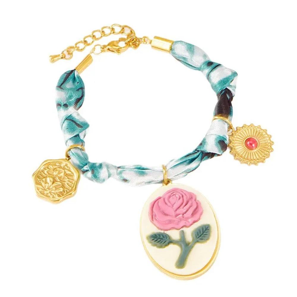 VEYENA Vintage Silk Charm Bracelet Collection - Rose