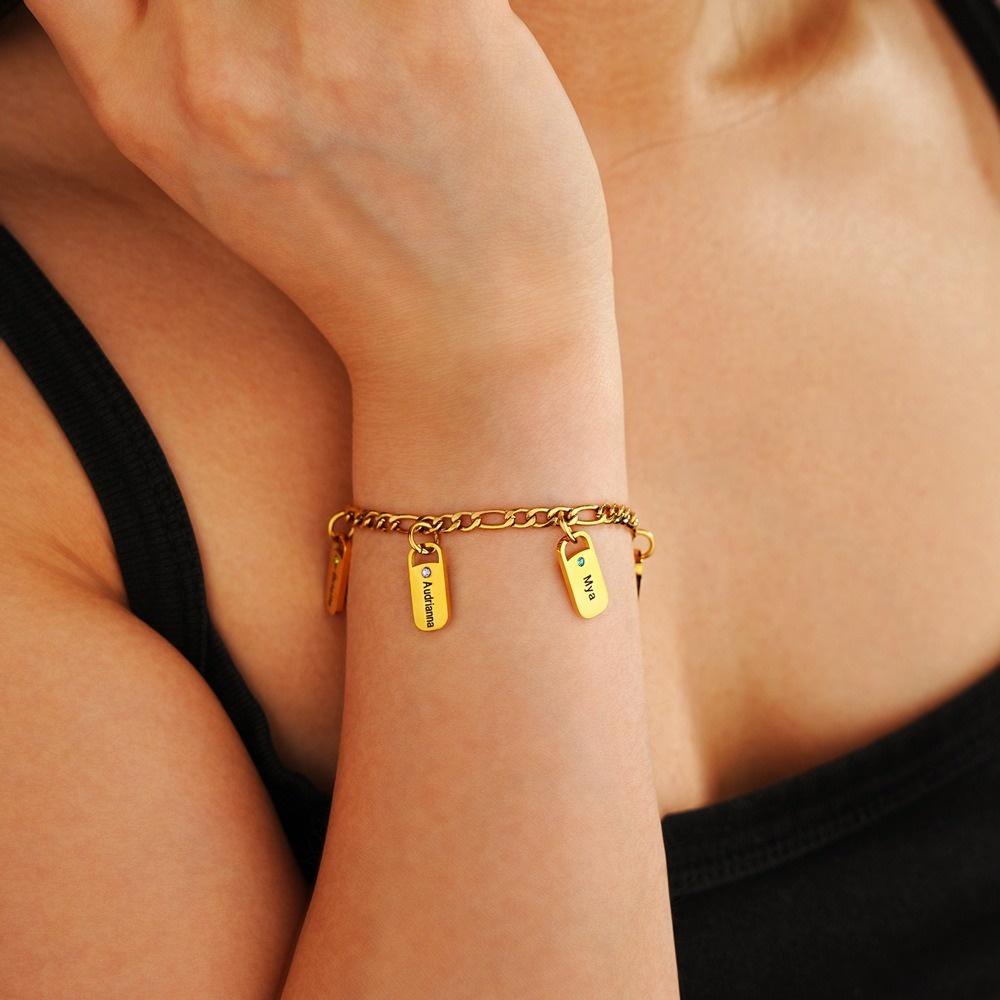 VEYENA Personalized Birthstone Tag Chain Bracelet - Image 3