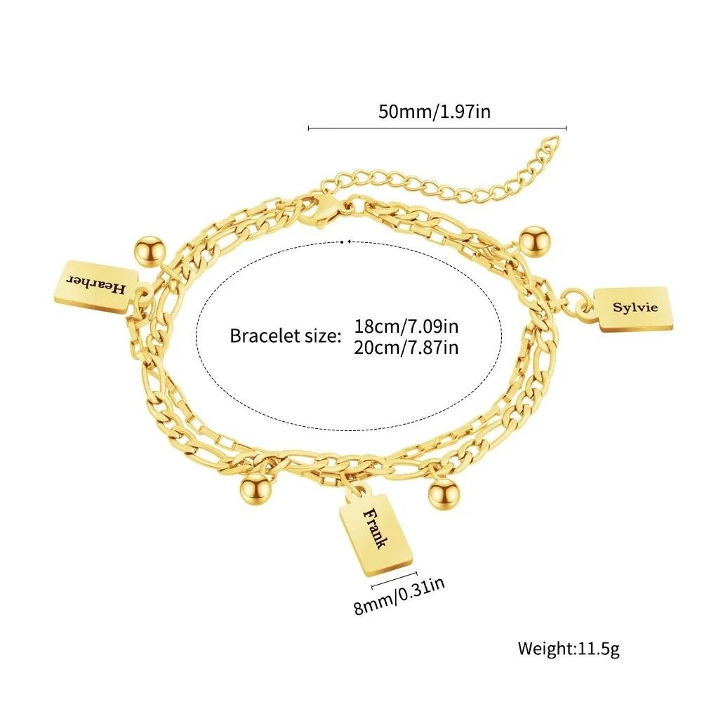 VEYENA Personalized Double Layer Tag Charm Bracelet - Details