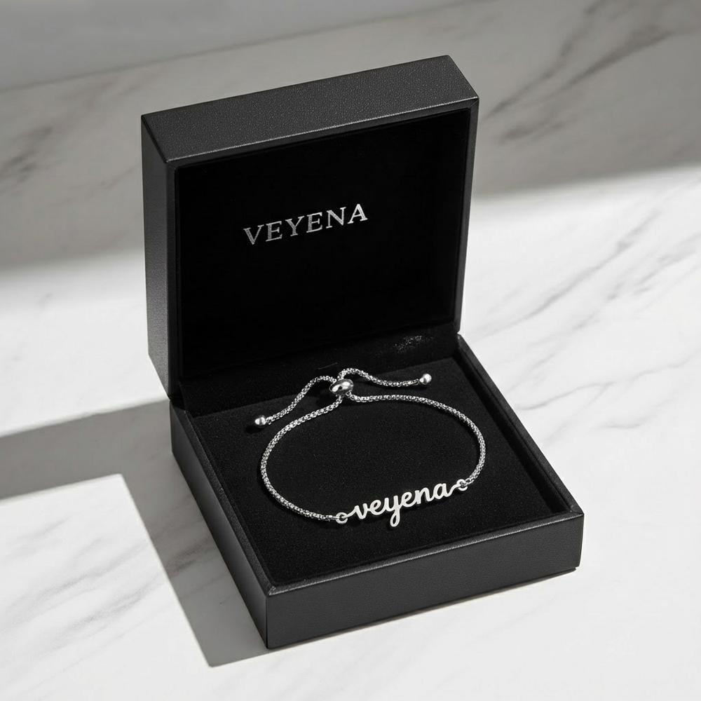VEYENA Personalized Script Name Adjustable Bracelet - Details
