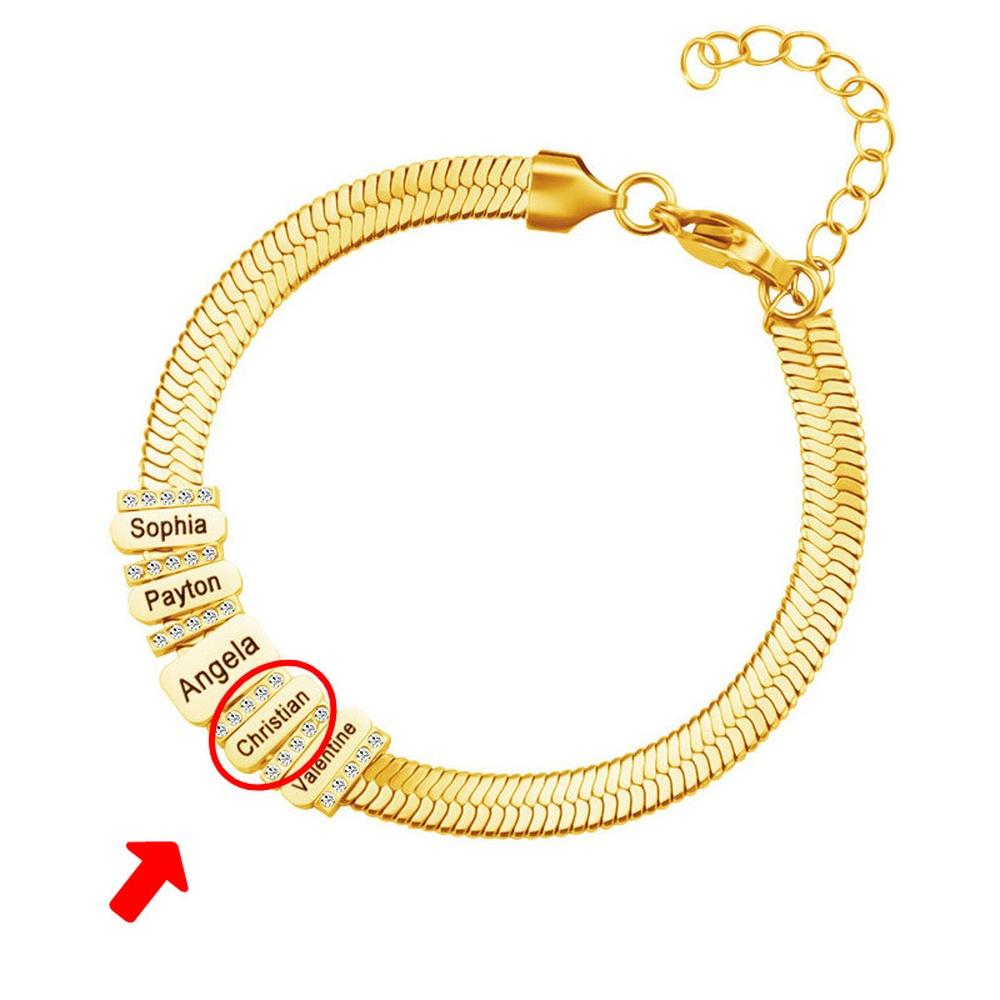 VEYENA Personalized Multi-Tag Herringbone Snake Chain Bracelet - Details