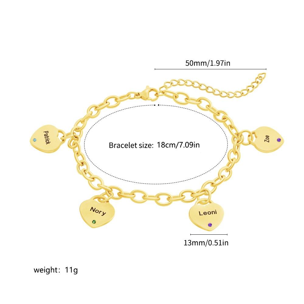 VEYENA Personalized Birthstone Heart Link Bracelet - Image 6