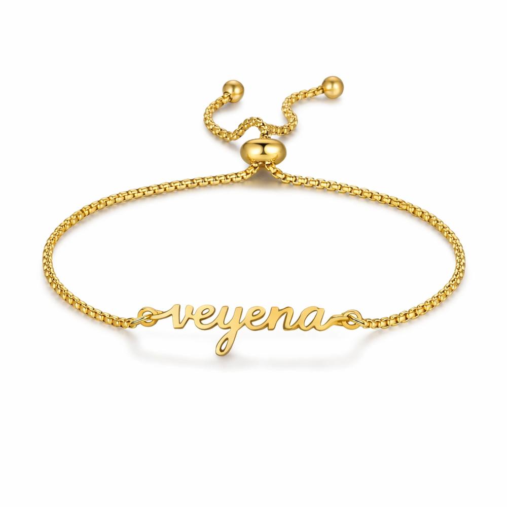 VEYENA Personalized Script Name Adjustable Bracelet
