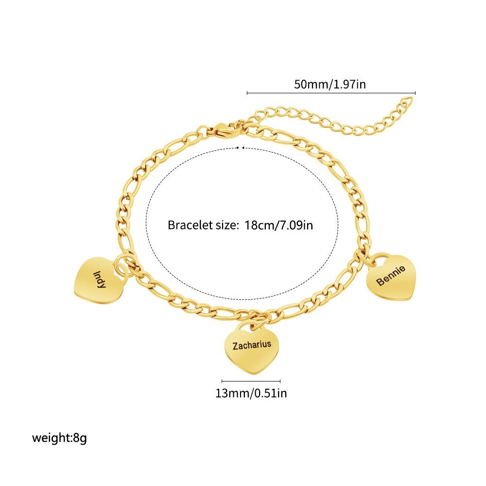 VEYENA Personalized Birthstone Heart Charm Bracelet - Details