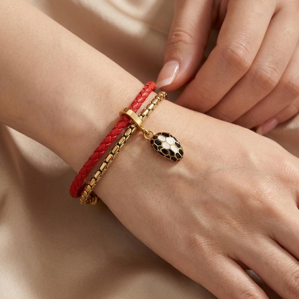 VEYENA Classic Serpent Double Wrap Leather Bracelet - Image 2