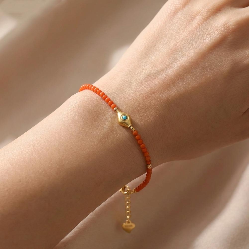 VEYENA Turquoise Red Agate Beaded Bracelet - Image 2