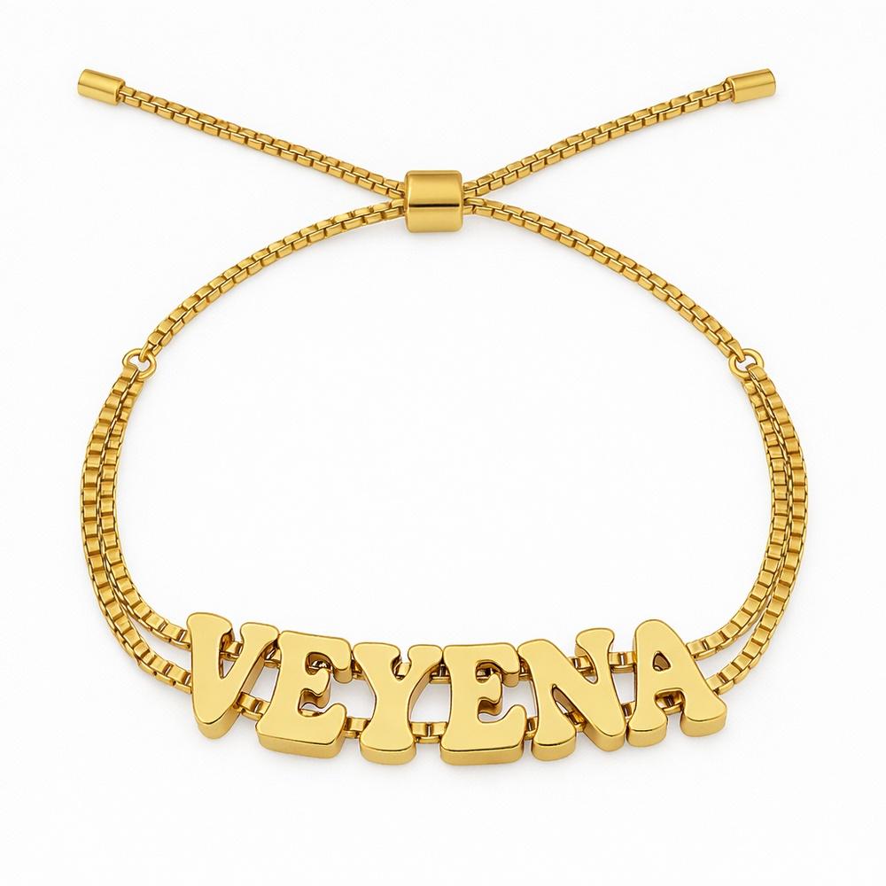 VEYENA Custom Letter Slider Bracelet in Gold or Silver