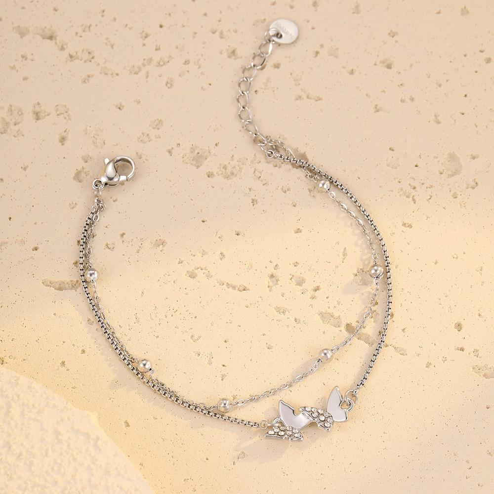VEYENA Butterfly Charm Double Chain Bracelet - Image 4