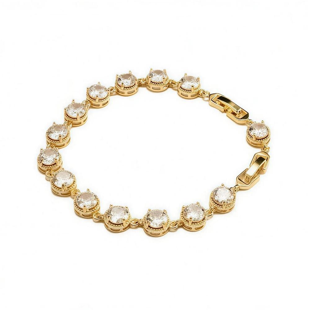 VEYENA Round Stone Link Bracelet