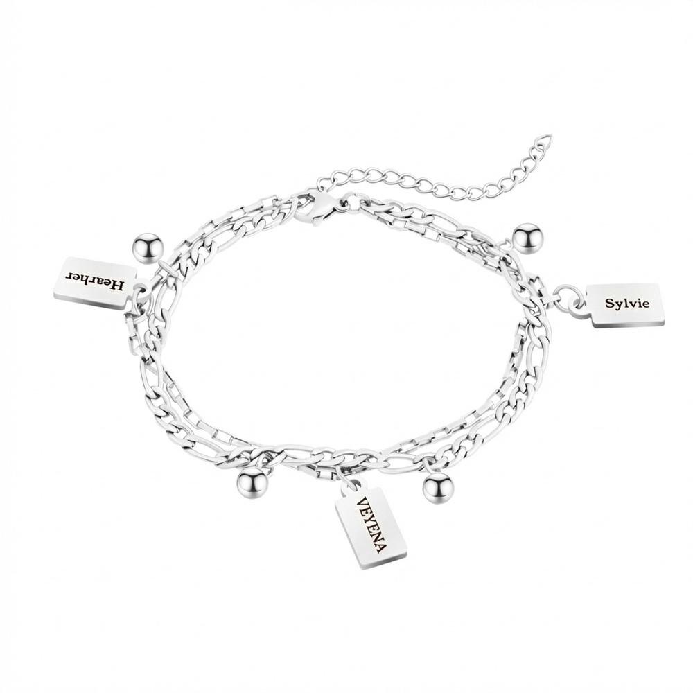 VEYENA Personalized Double Layer Tag Charm Bracelet - Image 2