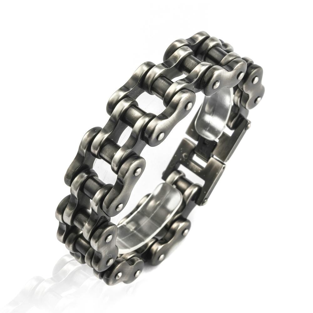 VEYENA Vintage Biker Chain Bracelet - Antique Silver, 22CM