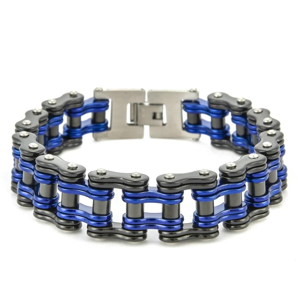 VEYENA Classic Biker Chain Bracelet - Blue