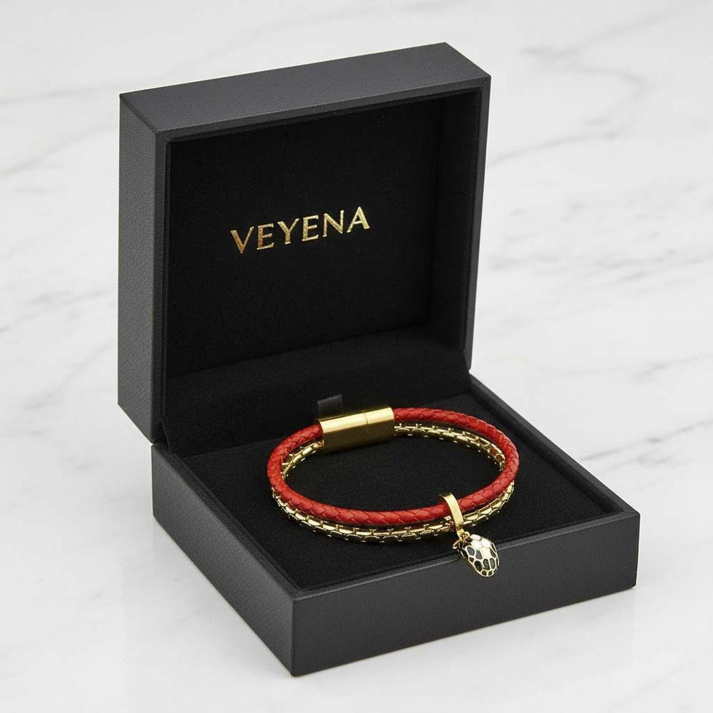 VEYENA Classic Serpent Double Wrap Leather Bracelet - Image 5