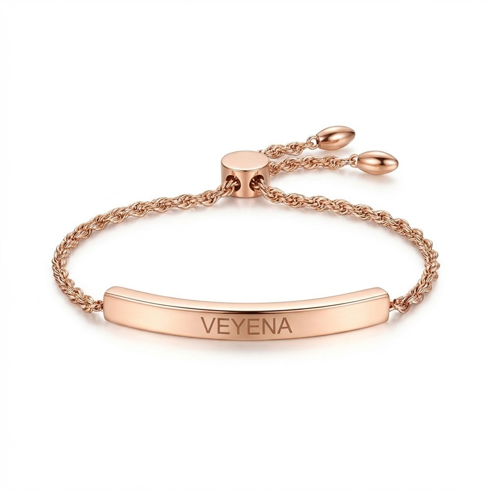 VEYENA Elegant Engravable Bar Rope Bracelet