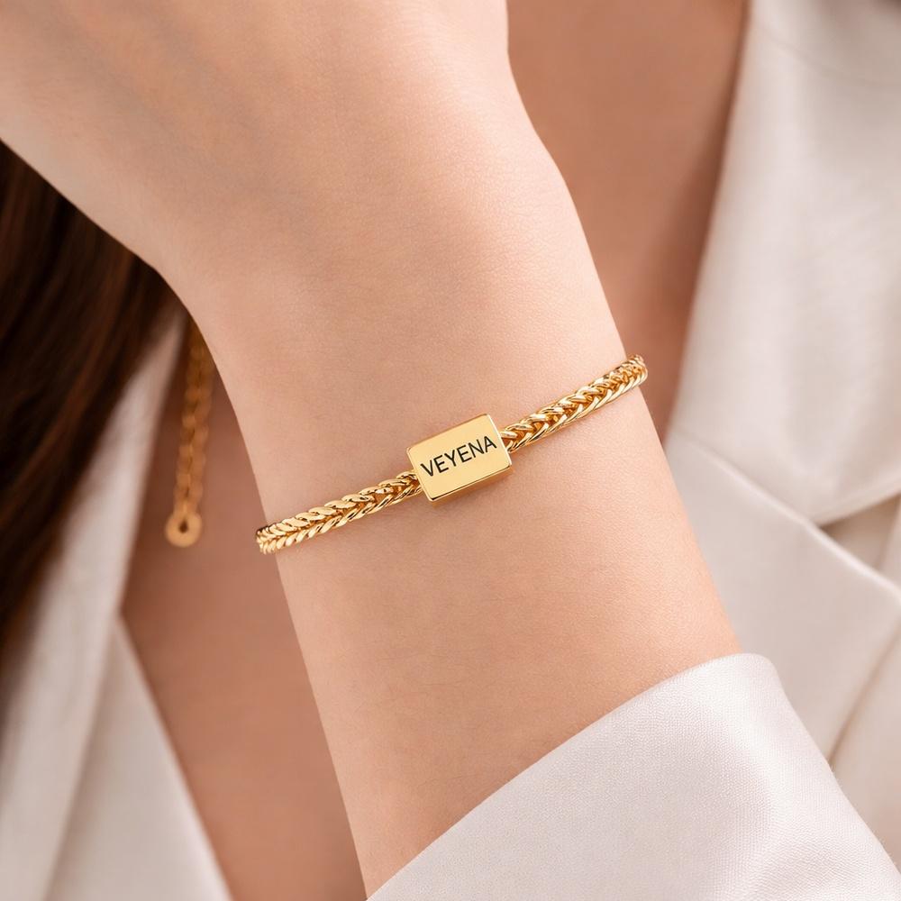 VEYENA Personalized Multi-Tag Wheat Chain Bracelet - Image 2