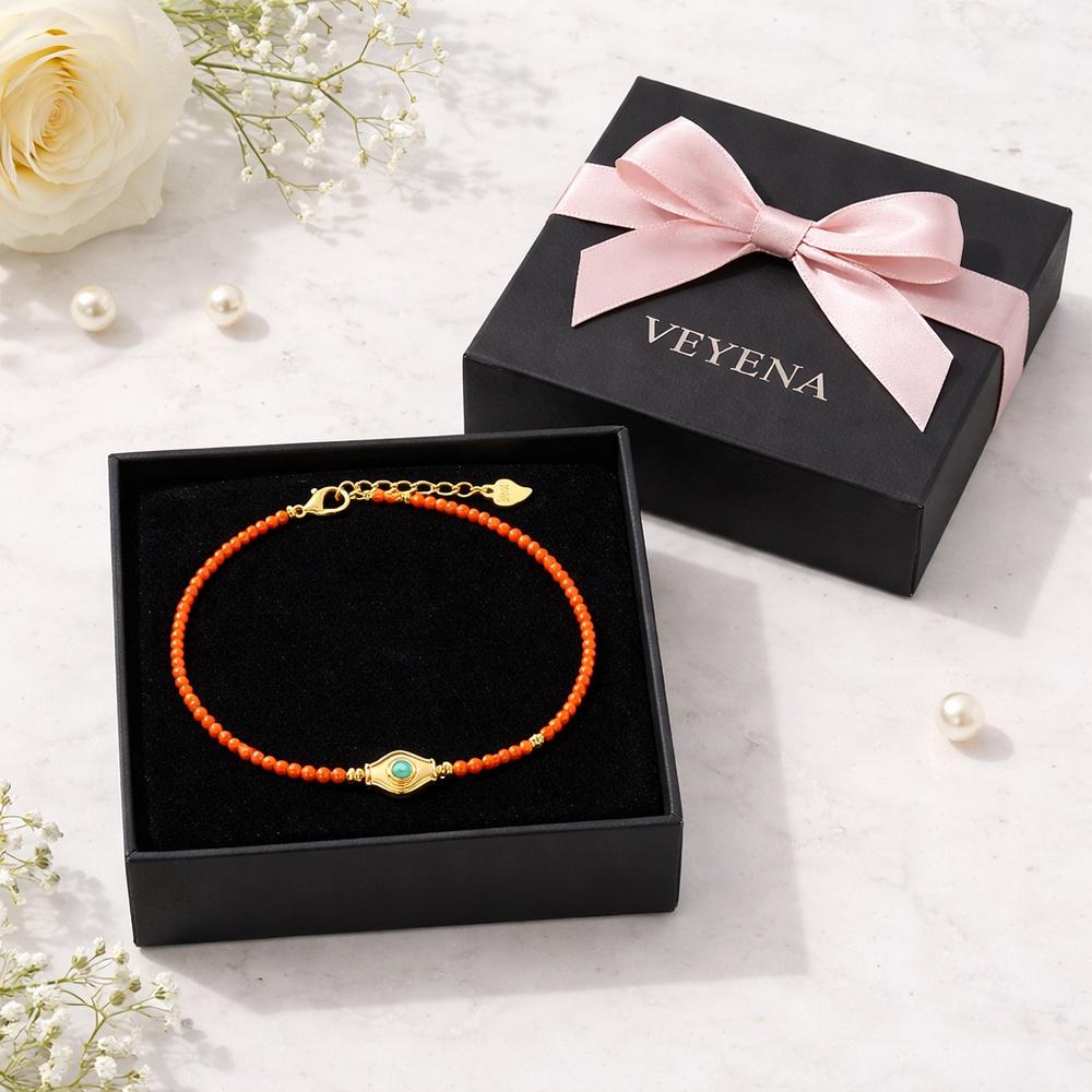 VEYENA Turquoise Red Agate Beaded Bracelet - Image 4