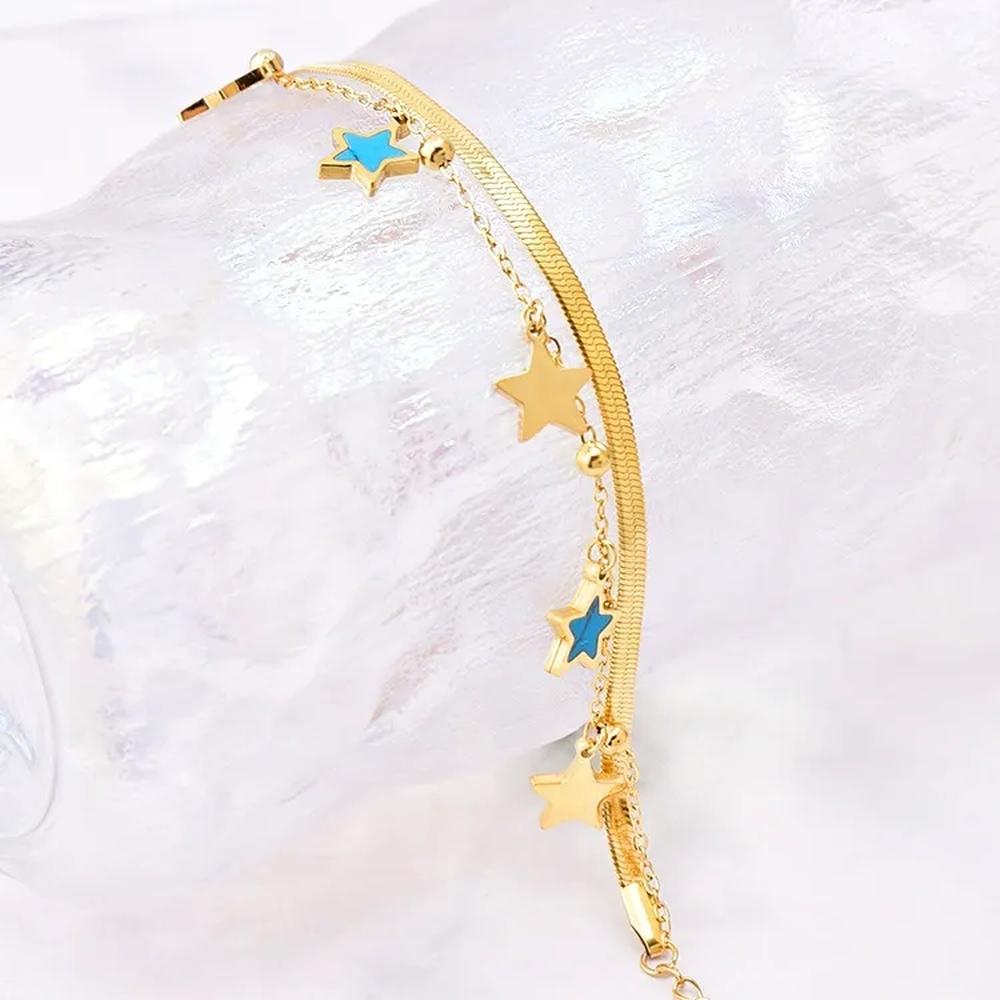 VEYENA Gold Star Charm Chain Bracelet - Image 4