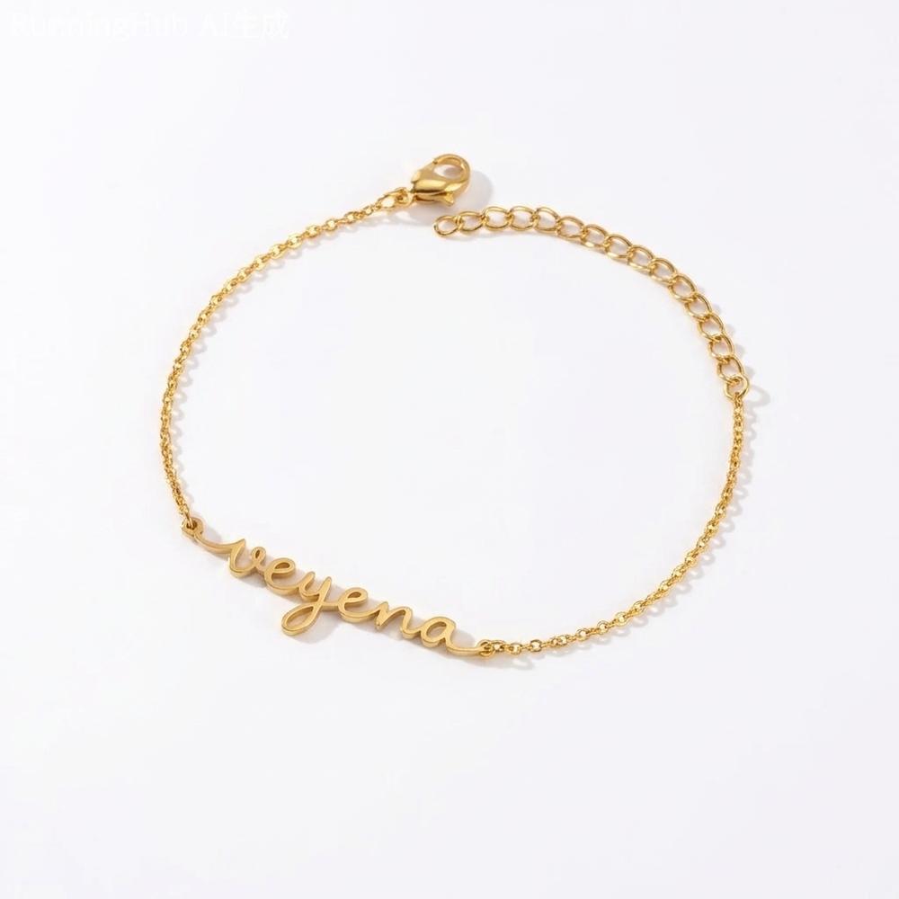 VEYENA Personalized Script Name Chain Bracelet
