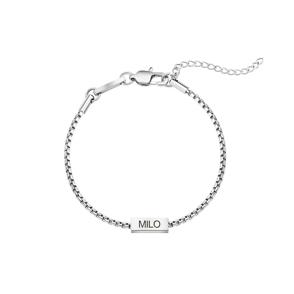 VEYENA Personalized Multi-Tag Chain Bracelet - Silver, 1 Name