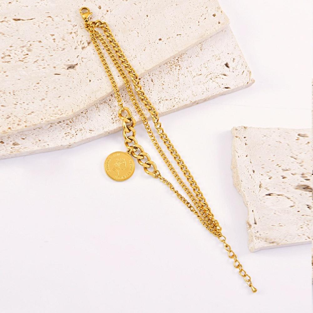VEYENA Gold Layered Coin Chain Bracelet - Image 4