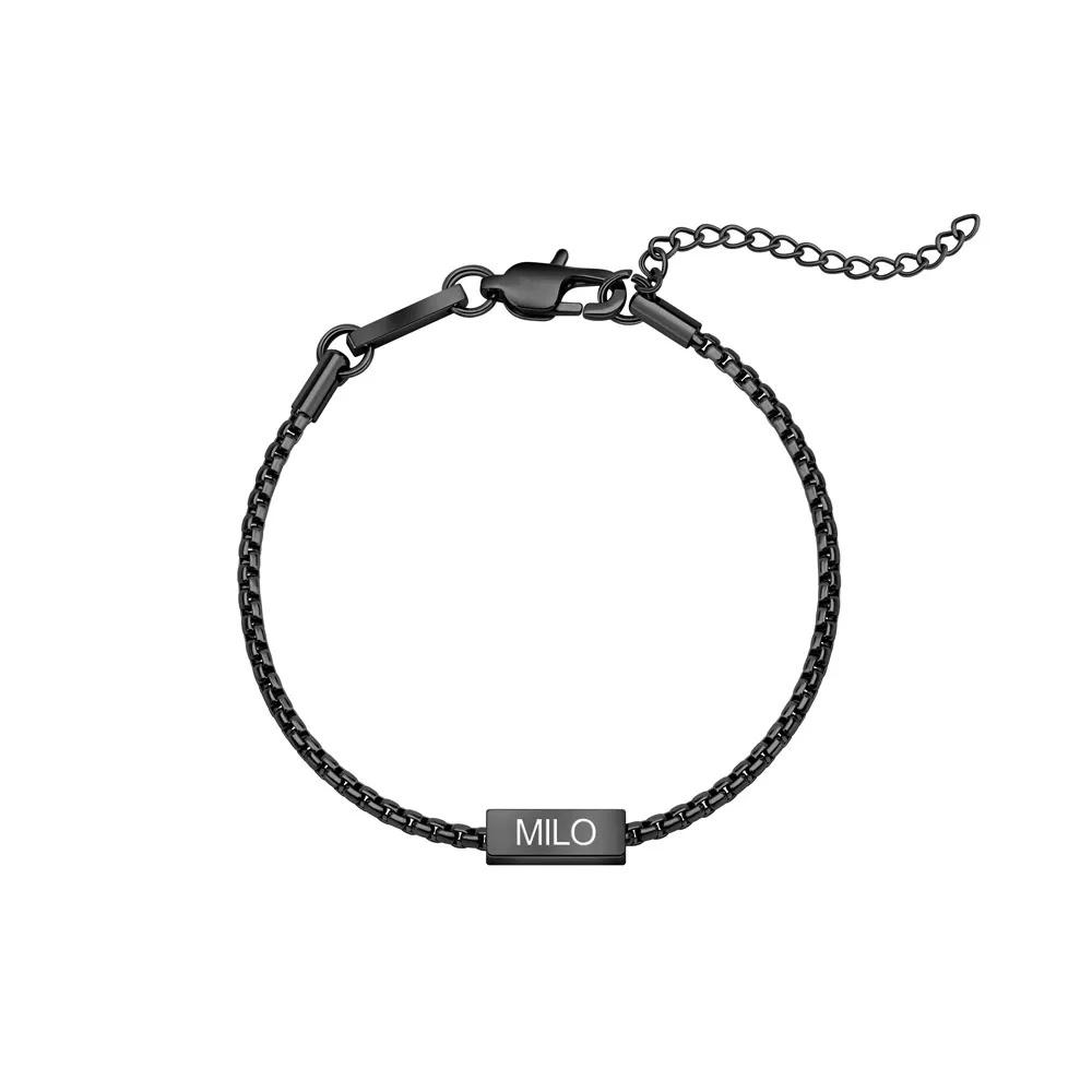 VEYENA Personalized Multi-Tag Chain Bracelet - Black, 1 Name