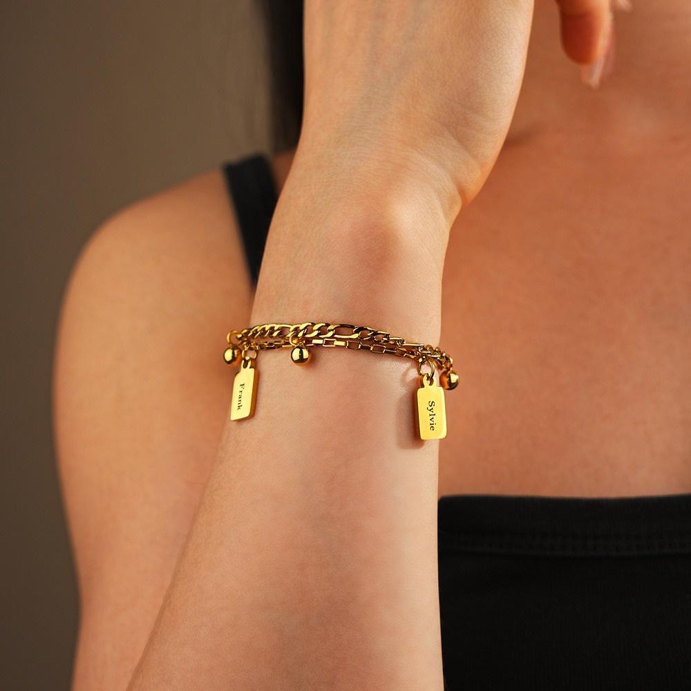 VEYENA Personalized Double Layer Tag Charm Bracelet - Image 5