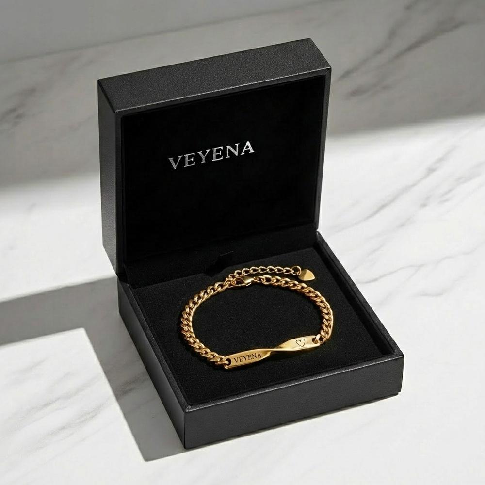 VEYENA Personalized Twisted Bar Bracelet for Couples - Details