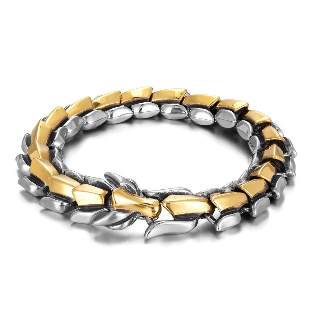 VEYENA Dragon Spine Titanium Steel Bracelet - Gold & Silver